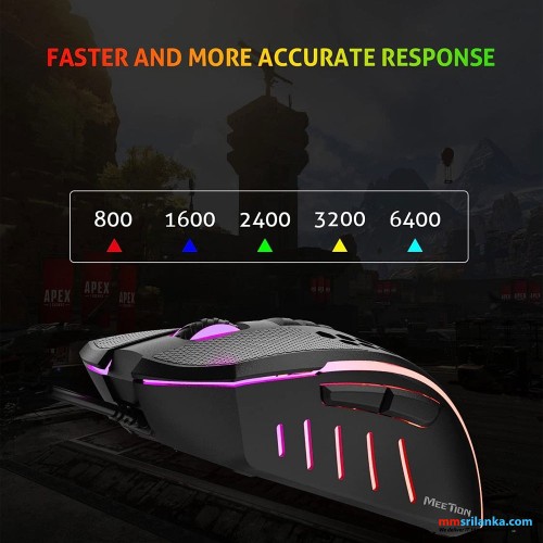 Meetion GM015 Lightweight Honeycomb RGB Gaming Mouse (6M)